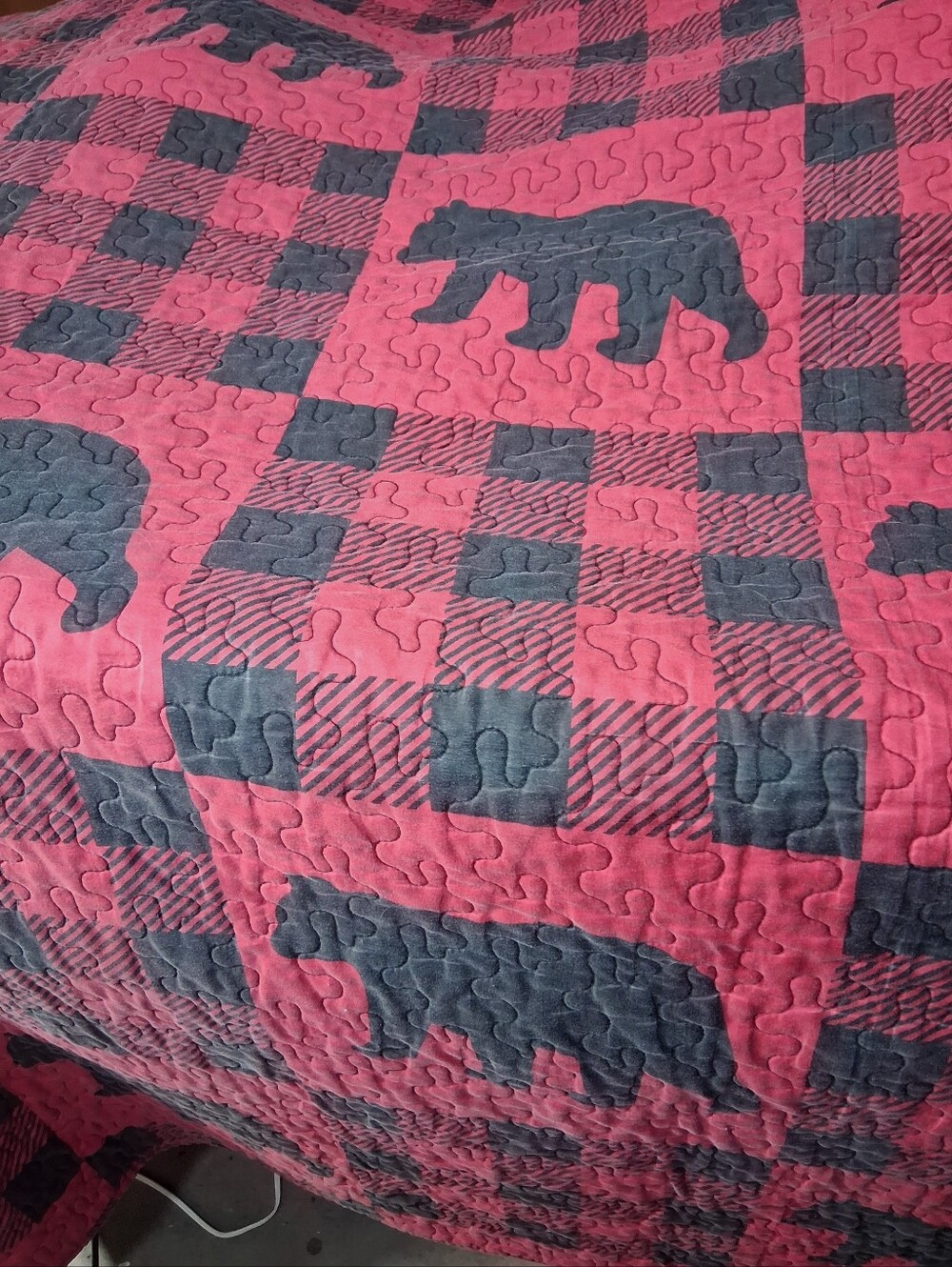 Phyllis Dobbs 90" X 90" Buffalo Check Checkerboard Reversible Rustic Quilt